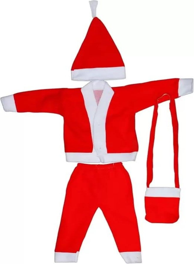 Sesonby 4 Number 5-6 Year Santa Dress Goggles And Beard Combo Santa Costume Christmas Dress Christmas Party Dress Synthetic Woven Santa Claus Dress Christmas Santa Costume for Kids Children - Image 3